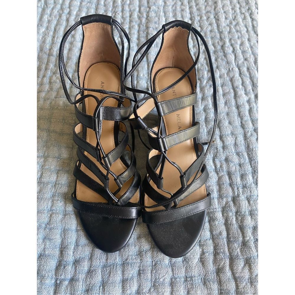 Antonio Melani Black Wedge Sandals